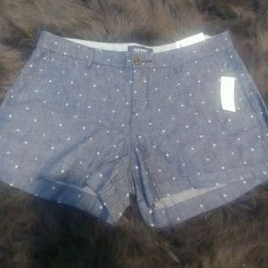 Super-cute NEW Denim blue shorts w/white polka dot
